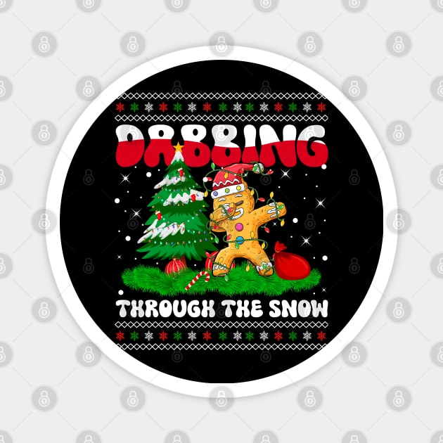 Dabbing Through The Snow Gingerbread Dab Dance Christmas Lights Magnet by wonderws